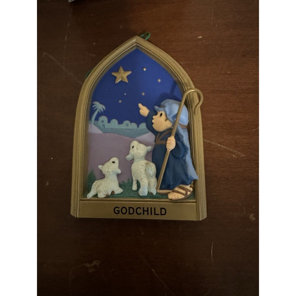 Hallmark Keepsake Godchild Ornament 2000 Shepherd With Lambs Christmas Star